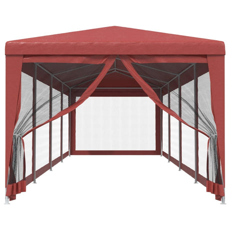 VIDAXL -Partyzelt mit 10 -Mesh -Seitenwänden 3x12 M HDPE -Rot