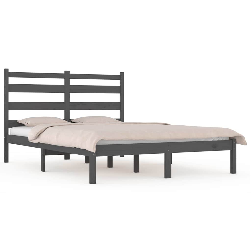 Vidaxl bedframe massief grenenhout grijs 200x200 cm