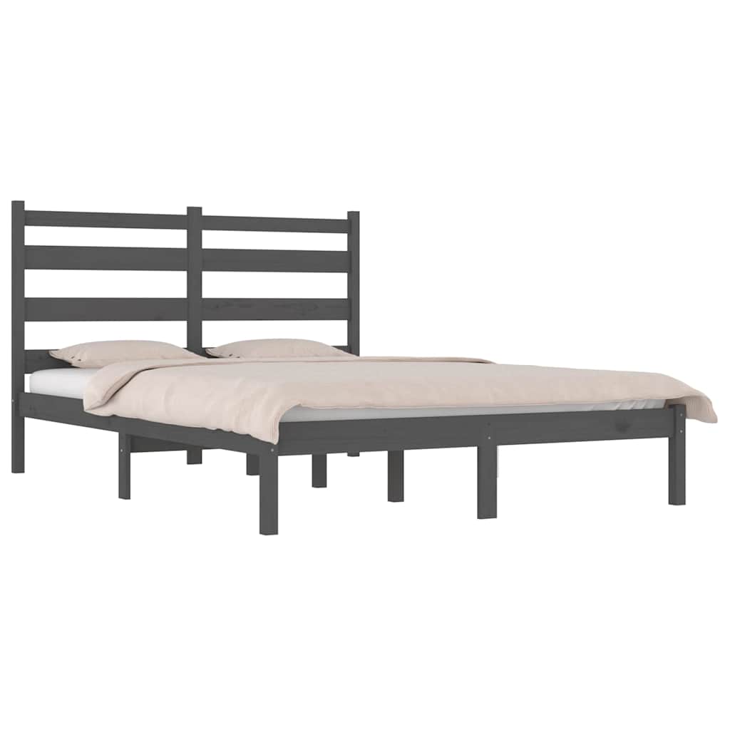 Vidaxl bedframe massief grenenhout grijs 200x200 cm