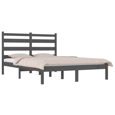 Vidaxl bedframe massief grenenhout grijs 200x200 cm