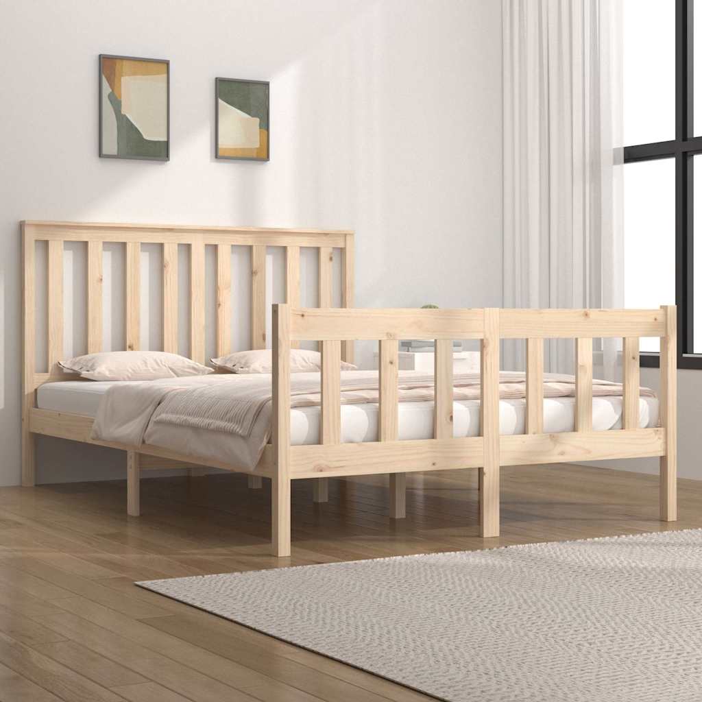 Vidaxl bedframe massief grenenhout 135x190 cm