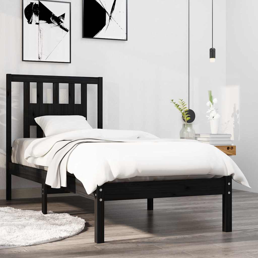 Vidaxl bedframe massief hout zwart 75x190 cm