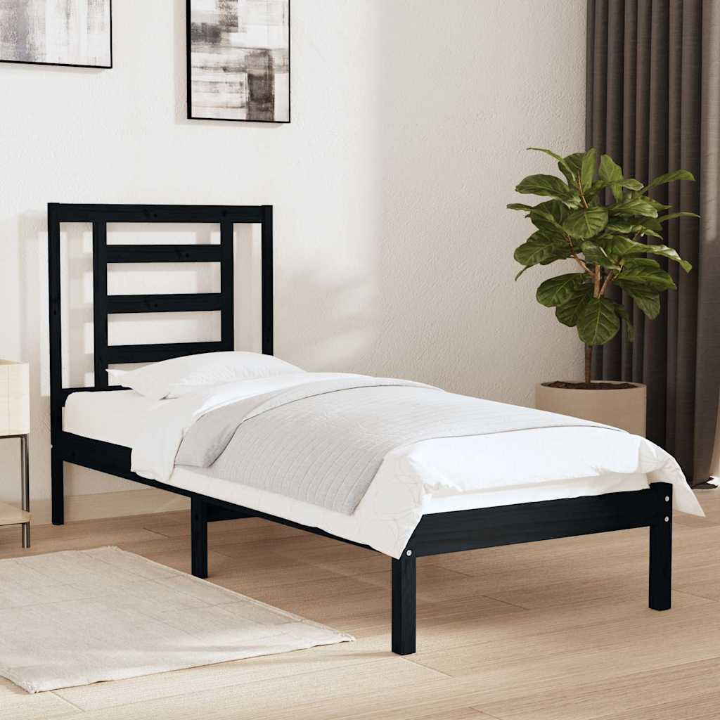 Vidaxl bedframe massief hout zwart 75x190 cm