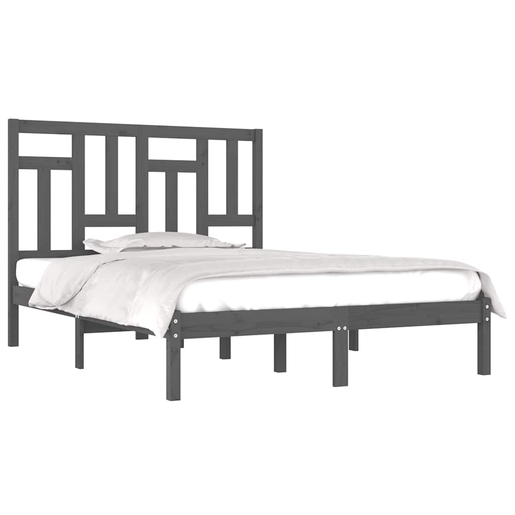 Vidaxl bedframe massief grenenhout grijs 200x200 cm