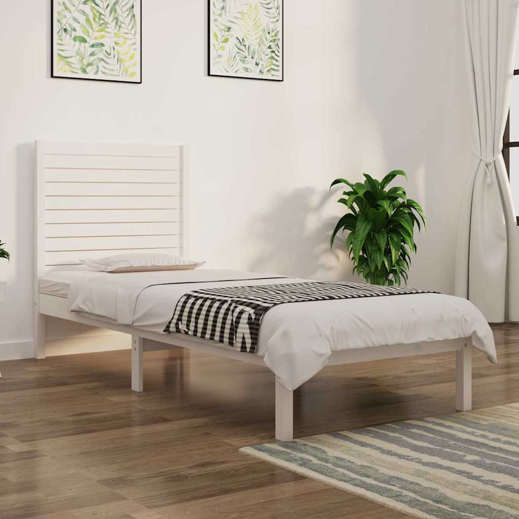 Vidaxl bedframe massief hout wit 75x190 cm