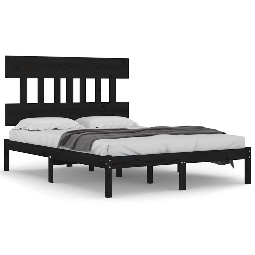Vidaxl bedframe massief hout zwart 140x190 cm