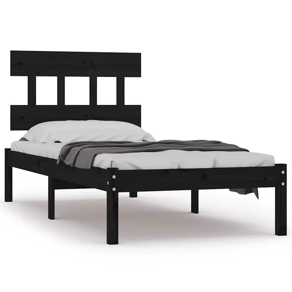 Vidaxl bedframe massief hout zwart 100x200 cm