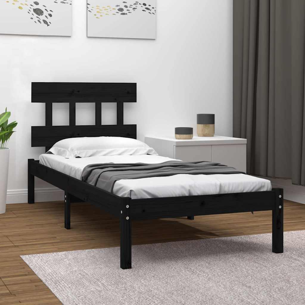 Vidaxl bedframe massief hout zwart 100x200 cm