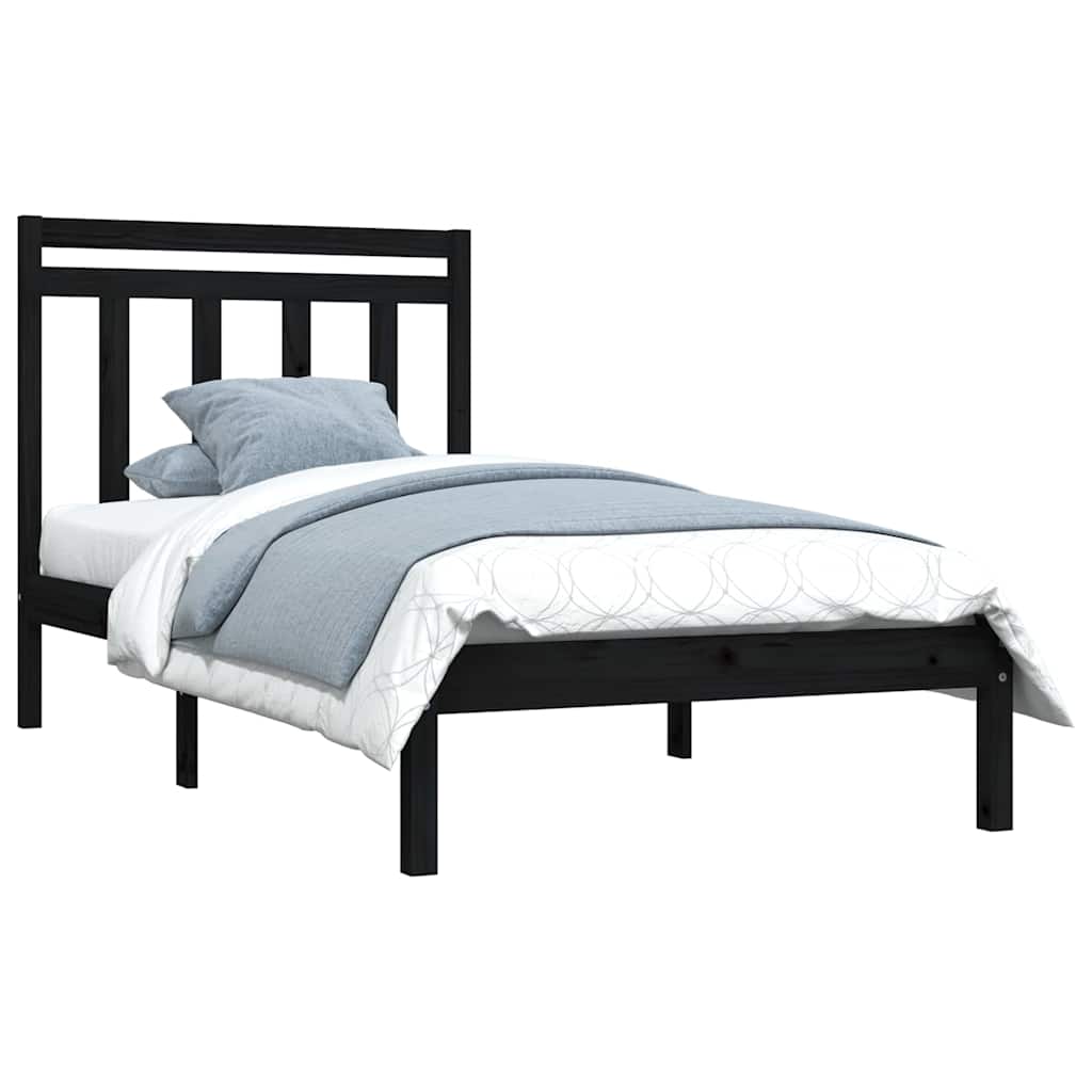 Vidaxl bedframe massief hout zwart 100x200 cm