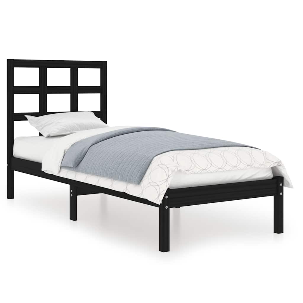 Vidaxl bedframe massief hout zwart 75x190 cm