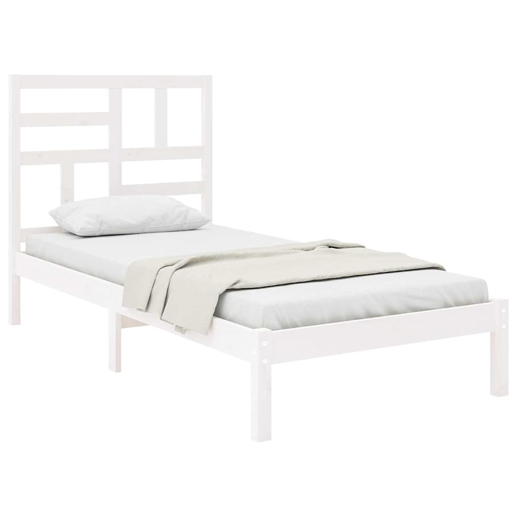 Vidaxl bedframe massief hout wit 75x190 cm
