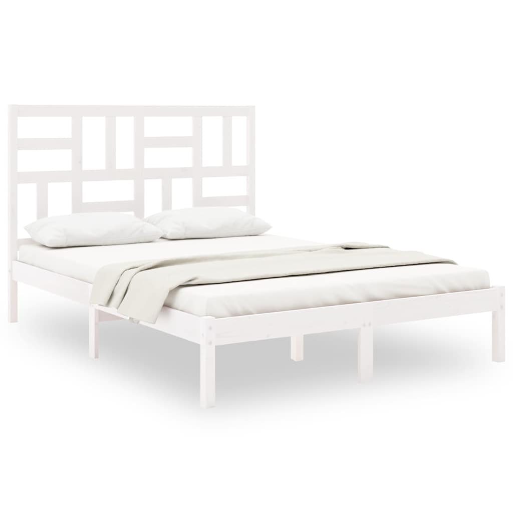 Vidaxl bedframe massief hout wit 150x200 cm