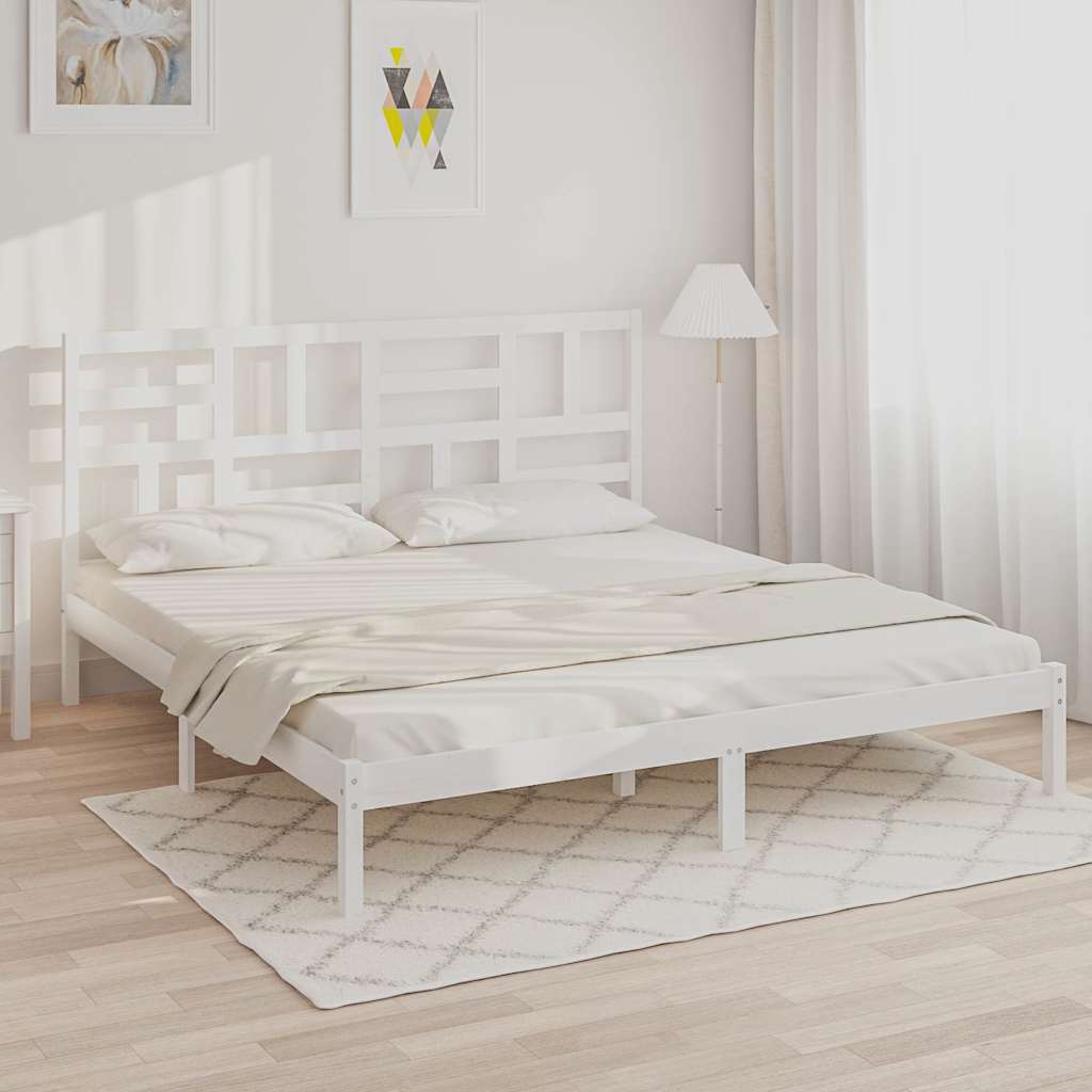 Vidaxl bedframe massief hout wit 200x200 cm