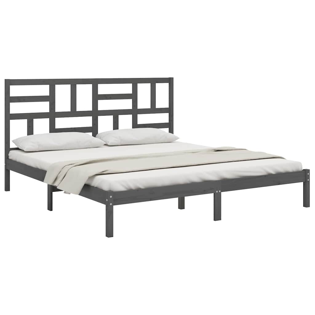 Vidaxl bedframe massief hout grijs 200x200 cm