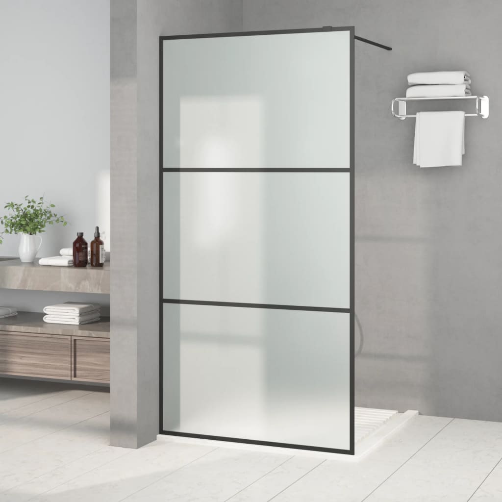 Vidaxl walk-in dusjvegg 100x195 cm matt esg glass svart