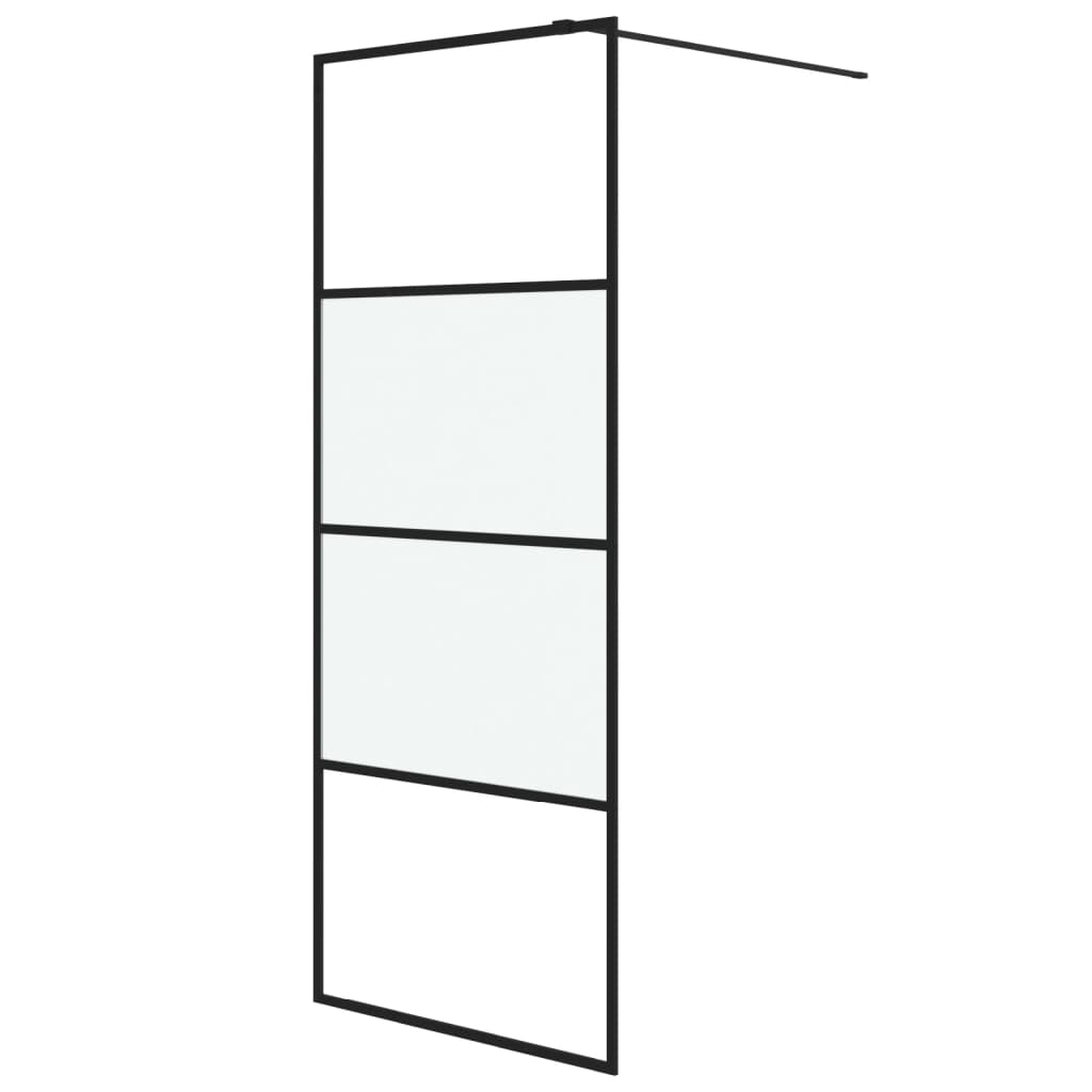 Vidaxl Walk-in Duschwand 80x195 cm Halbmat ESG Glass Schwarz