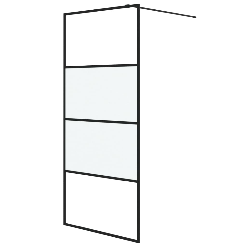 Vidaxl walk-in dusjvegg 90x195 cm halvmat esg glass svart