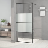 Vidaxl walk-in dusjvegg 90x195 cm halvmat esg glass svart