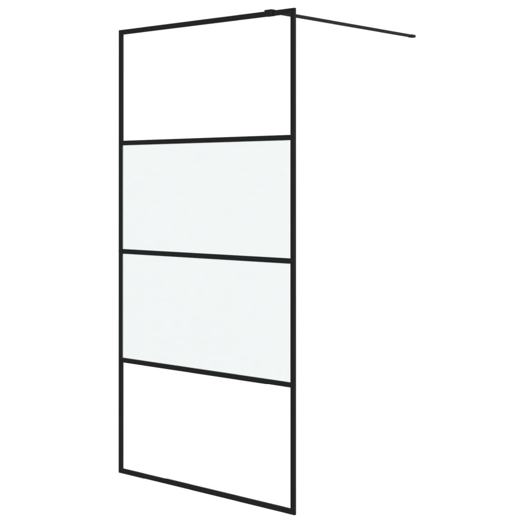 Vidaxl Walk-in Duschwand 100x195 cm Halfmat ESG Glass Schwarz