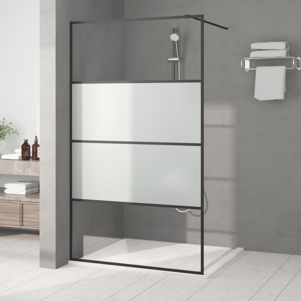 Vidaxl Walk-In duschvägg 115x195 cm Halfmat ESG-GLAS Black