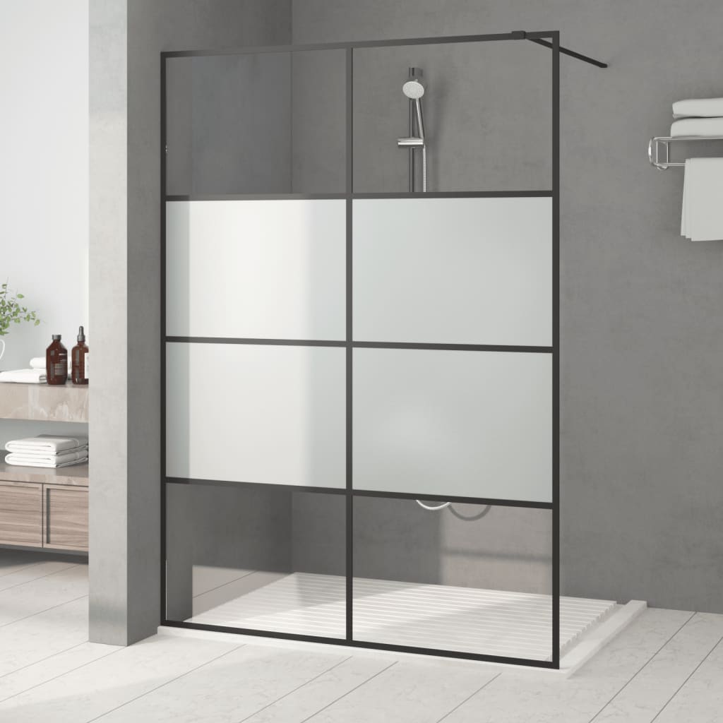 Vidaxl Walk-In duschvägg 140x195 cm halvmatt ESG Glass Black