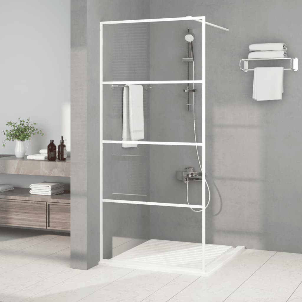 Vidaxl walk-in dusjvegg 90x195 cm gjennomsiktig esg glass hvit