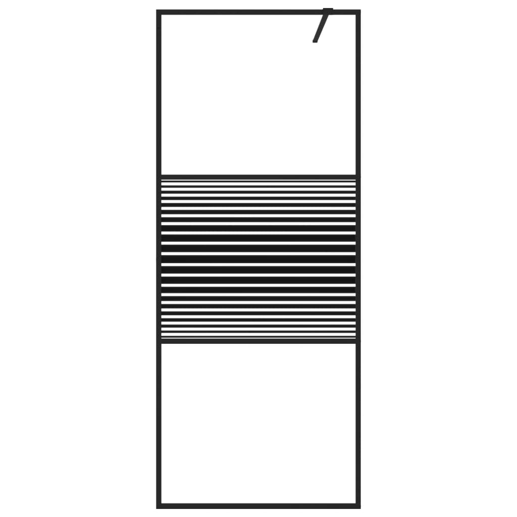 Vidaxl Walk-in tuš stena 80x195 cm prozorna ESG steklo črno