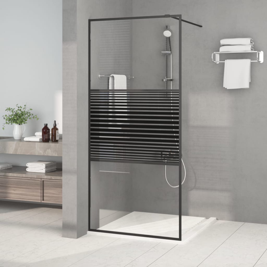 Vidaxl walk-in dusjvegg 90x195 cm gjennomsiktig esg glass svart