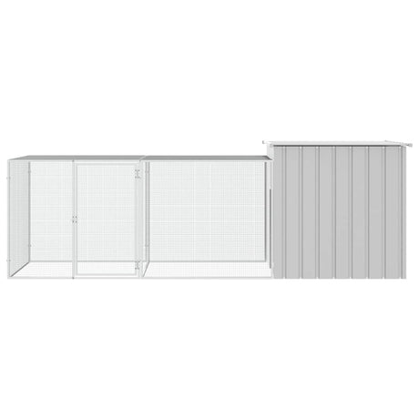 Vidaxl Chicken Coop 300x91x100 cm verzinkter Stahl grau