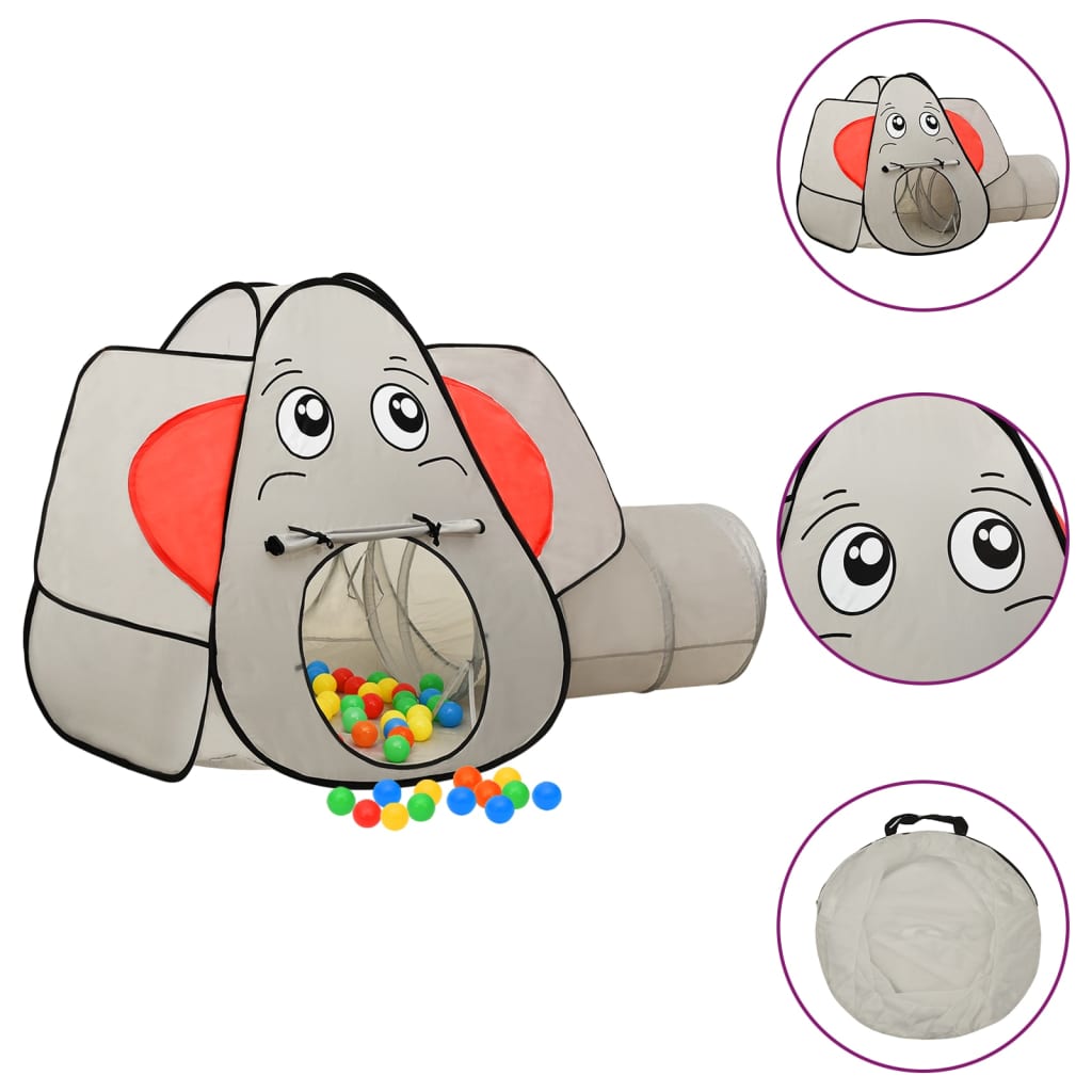 Vidaxl Kanner spillt Zelt mat 250 Bäll Elefant 174x86x101 cm Grau