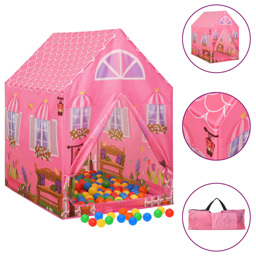 Vidaxl Children's Play Tent con 250 bolas 69x94x104 cm rosa