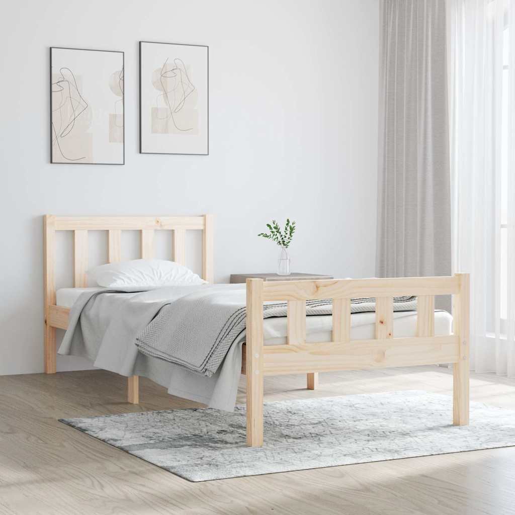 Vidaxl bedframe massief hout 75x190 cm