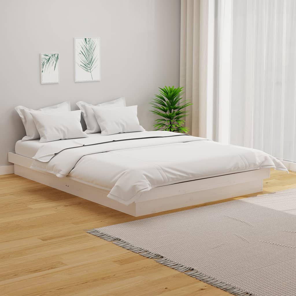 Vidaxl bedframe massief hout wit 150x200 cm