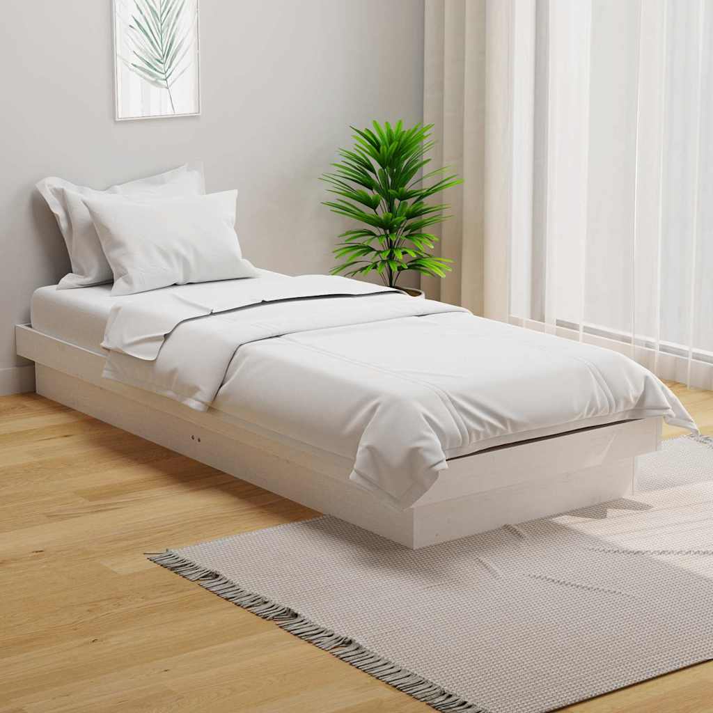 Vidaxl bedframe massief hout wit 75x190 cm