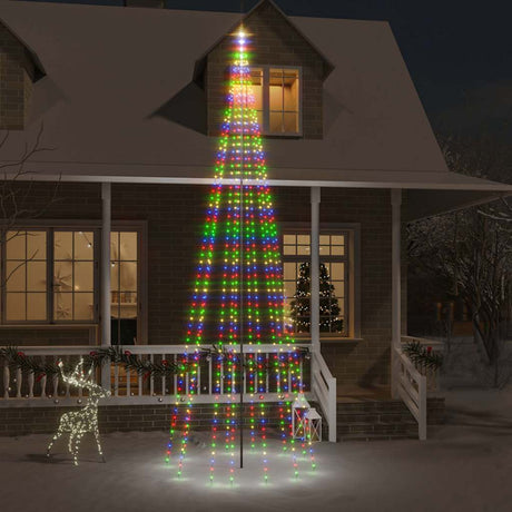 VIDAXL VLAGGenmast Weihnachtsbaum 732 LEDs mehrfarbig 500 cm