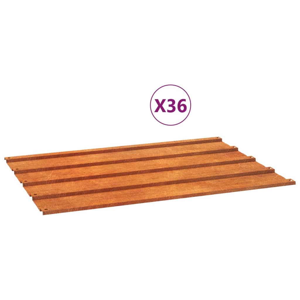 VidaXL Dachpaneele 36 Stück 60x44 cm Cortenstahl rostig