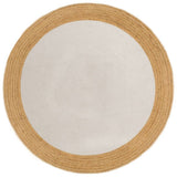 Vidaxl Teppich rund geflochten 120 cm Jute und Baumwoll weiß und natürlich