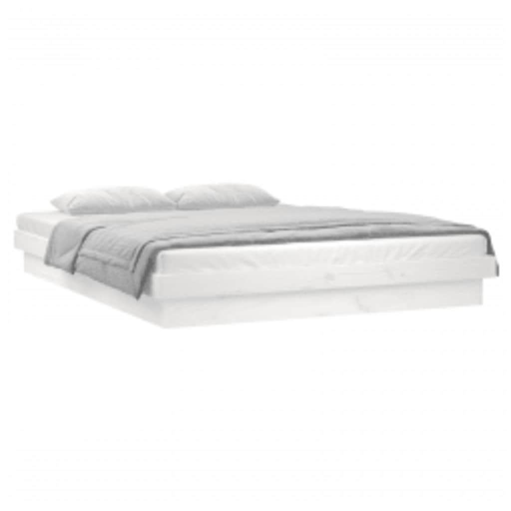 Vidaxl bedframe led massief hout wit 140x200 cm