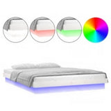 Vidaxl bedframe led massief hout wit 160x200 cm