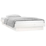 Vidaxl bedframe led massief hout wit 90x190 cm