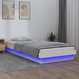 Vidaxl bedframe led massief hout wit 90x190 cm
