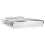 Vidaxl bedframe led massief hout wit 135x190 cm