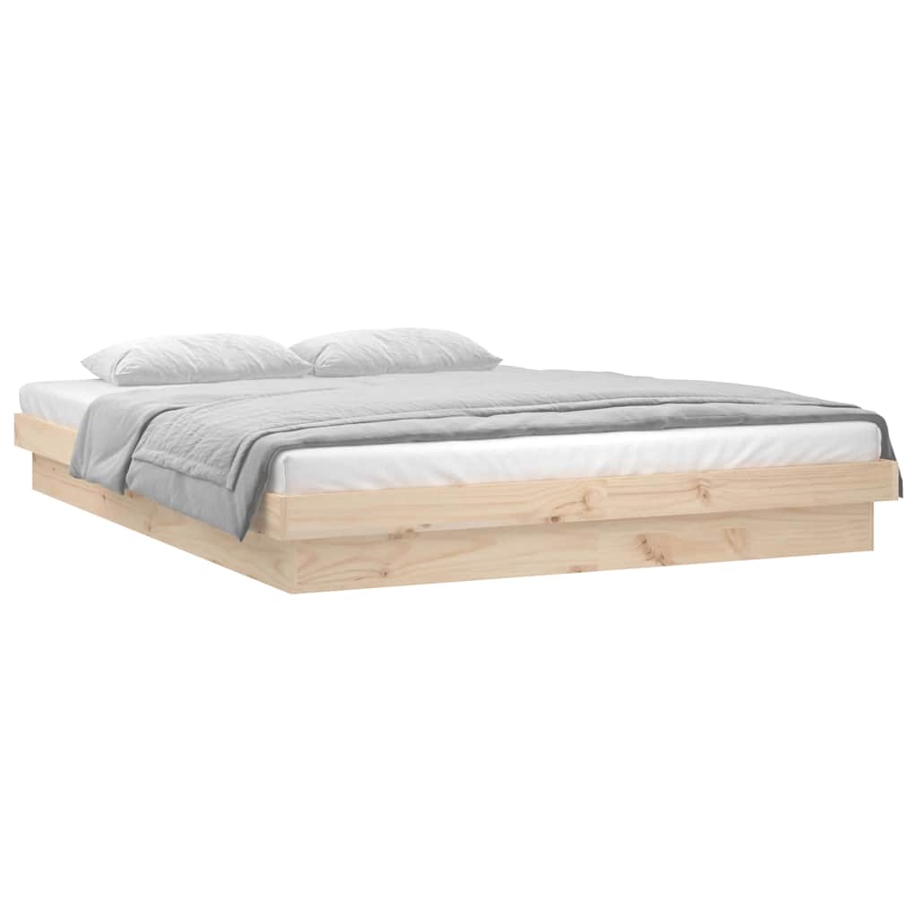 Vidaxl bedframe led massief hout 140x190 cm