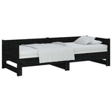 Vidaxl slaapbank uitschuifbaar massief grenenhout zwart 2x(90x200) cm
