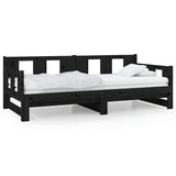 Vidaxl slaapbank uitschuifbaar massief grenenhout zwart 2x(80x200) cm