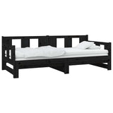 Vidaxl slaapbank uitschuifbaar massief grenenhout zwart 2x(90x190) cm