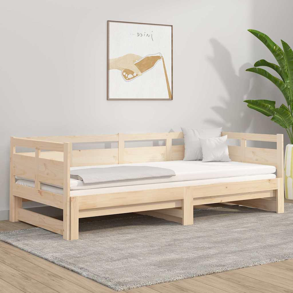 Vidaxl slaapbank uitschuifbaar massief grenenhout 2x(90x190) cm