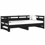 Vidaxl slaapbank uitschuifbaar massief grenenhout zwart 2x(90x190) cm
