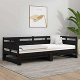 Vidaxl slaapbank uitschuifbaar massief grenenhout zwart 2x(90x190) cm