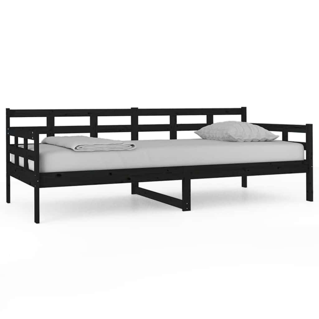 Vidaxl slaapbank massief grenenhout zwart 90x200 cm